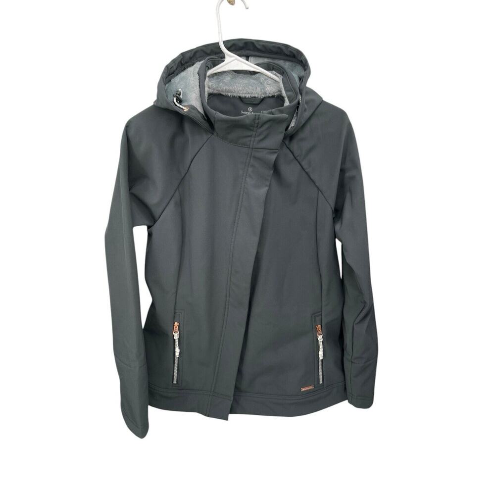 Sweaty Betty Bear Hug Jacket Asymmetric Zip Front Gray Fleece Lining Size Small